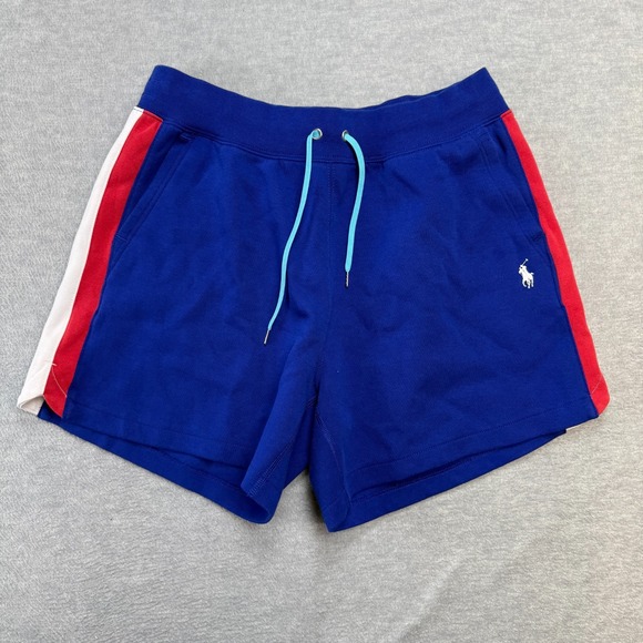 Polo Ralph Lauren Pants - Polo Ralph Lauren Sweat Shorts Womens Medium Blue Red White Striped USA Terry